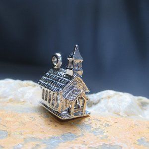 Schoolhouse Charm Sterling Silver One Room School